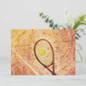 Meisjes leuke tennisfeestje kaart (Staand voorkant)