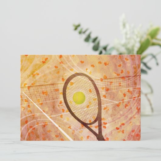 Meisjes leuke tennisfeestje kaart (Staand voorkant)