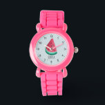 Meisjes Leuke Tropische Watermeloen Fruit Kinder Horloge<br><div class="desc">Dit schattige en moderne kinder horloge heeft een tropische watermeloenillustratie en kan worden gepersonaliseerd met uw meisjesnaam. Met duidelijke,  gemakkelijk leesbare nummers is dit 'eerste' horloge geweldig voor een kind of peuter die net begint met het leren van de tijd. Het perfecte zomerfruit ontwerp voor je kleintje!</div>