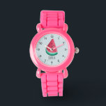 Meisjes Leuke Tropische Watermeloen Fruit Kinder Horloge<br><div class="desc">Dit schattige en moderne kinder horloge heeft een tropische watermeloenillustratie en kan worden gepersonaliseerd met uw meisjesnaam. Met duidelijke,  gemakkelijk leesbare nummers is dit 'eerste' horloge geweldig voor een kind of peuter die net begint met het leren van de tijd. Het perfecte zomerfruit ontwerp voor je kleintje!</div>