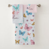 Meisjes Leuke Vlinder Kinder Roze Monogram Bad Handdoek (Insitu)