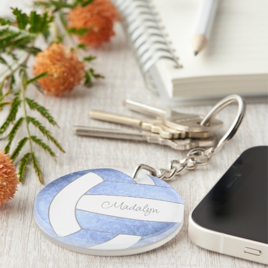 meisjes lichtblauw volleybal gepersonaliseerd sleutelhanger (Voorkant Rechts)