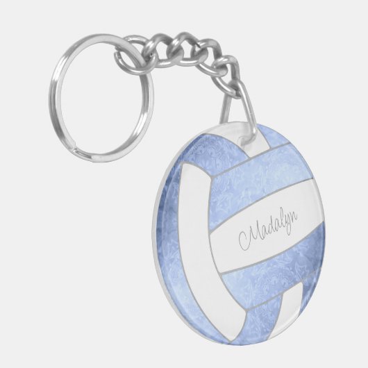 meisjes lichtblauw volleybal gepersonaliseerd sleutelhanger (Voorkant Links)