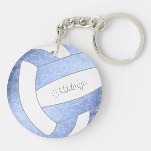 meisjes lichtblauw volleybal gepersonaliseerd sleutelhanger (Achterkant)