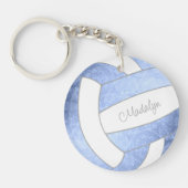 meisjes lichtblauw volleybal gepersonaliseerd sleutelhanger (Voorkant)