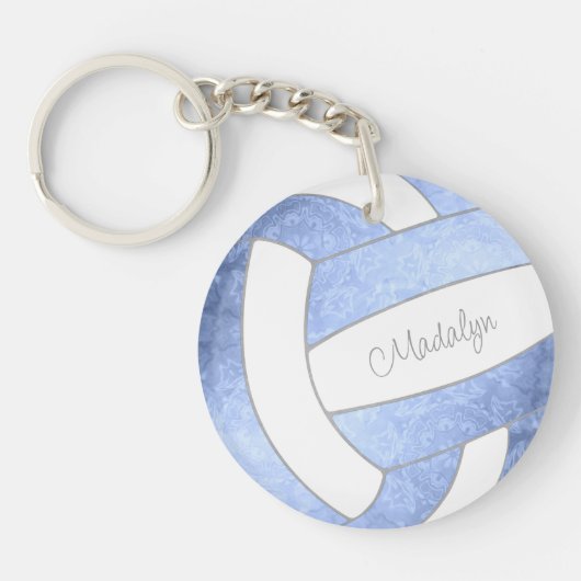 meisjes lichtblauw volleybal gepersonaliseerd sleutelhanger (Voorkant)