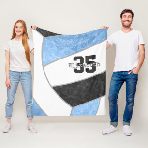 Meisjes Lichtblauw Zwart Volleybal gepersonaliseer Fleece Deken