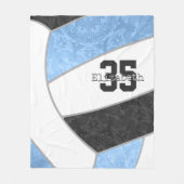 Meisjes Lichtblauw Zwart Volleybal gepersonaliseer Fleece Deken (Voorkant)