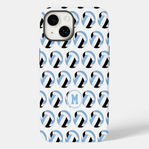 meisjes lichtblauw zwart volleybal patroon iPhone 14 hoesje