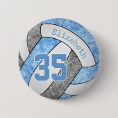 meisjes lichtblauwe grijze volleybalteamkleuren ronde button 5,7 cm (Voorkant)