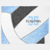 meisjes lichte zwarte volleybal fleece deken (Voorkant (Horizontaal))