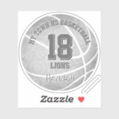 Meisjes Lichtgrijs basketbal met teamnaam Sticker (Vel)