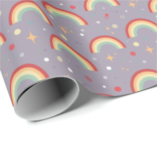 Meisjes Lief Roze Magische Regenboog Verjaardag Cadeaupapier