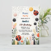 Meisjes Liefde Bug Picknick Polka Dot 1e Verjaarda Kaart (Staand voorkant)