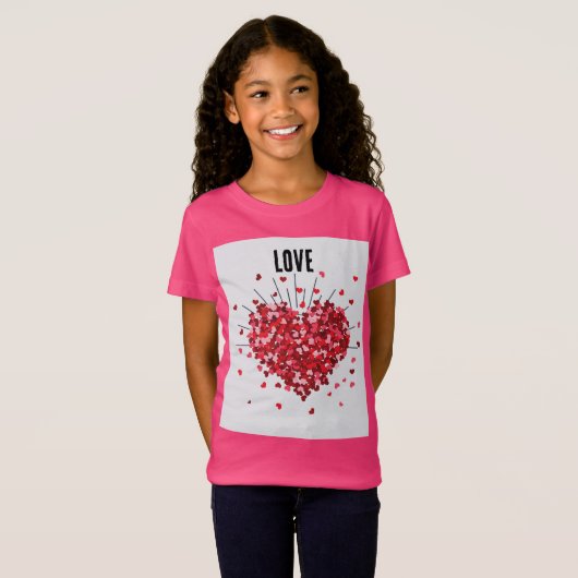 Meisjes Liefde Hart Ray Custom T-shirt (Voorkant volledig)