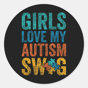 Meisjes Liefhebben Mijn Autisme Swag Steun Autist  Ronde Sticker