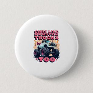 Meisjes Liefhebben Ook Monstertrucks Vintage Eenho Ronde Button 5,7 Cm