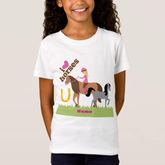 Meisjes Liefhebben Paarden Cadeaubon Persoonlijk T-shirt (Voorkant)