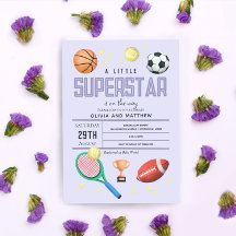 Meisjes Lieve Paarse Sport Superster Baby Shower