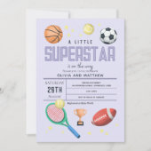 Meisjes Lieve Paarse Sport Superster Baby Shower Kaart (Voorkant)