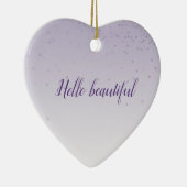 Meisjes Lila Paarse Confetti Glam Ombre Keramisch Ornament (Rechts)