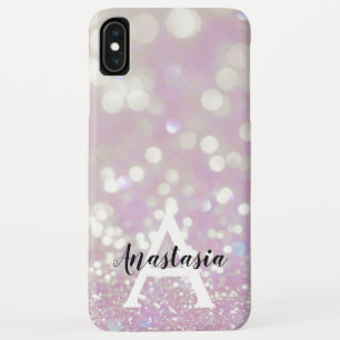 Meisjes Lila Shimmer Glitter Sparkles Monogram Case-Mate iPhone Case