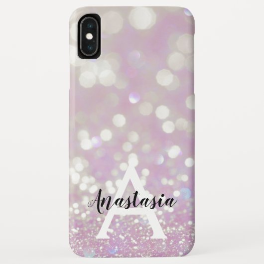 Meisjes Lila Shimmer Glitter Sparkles Monogram Case-Mate iPhone Case (Achterkant)