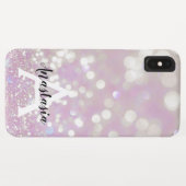 Meisjes Lila Shimmer Glitter Sparkles Monogram Case-Mate iPhone Case (Achterkant (horizontaal))