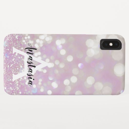 Meisjes Lila Shimmer Glitter Sparkles Monogram Case-Mate iPhone Case (Achterkant (horizontaal))