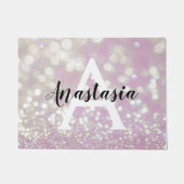 Meisjes Lila Shimmer Glitter Sparkles Monogram Deurmat (Voorkant)