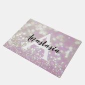 Meisjes Lila Shimmer Glitter Sparkles Monogram Deurmat (Schuin)