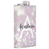 Meisjes Lila Shimmer Glitter Sparkles Monogram Heupfles (Rechts)
