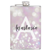 Meisjes Lila Shimmer Glitter Sparkles Monogram Heupfles (Voorkant)