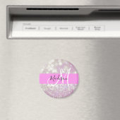 Meisjes Lila Shimmer Glitter Sparkles Monogram Magneet (Insitu (Vaatwasser))