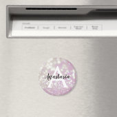 Meisjes Lila Shimmer Glitter Sparkles Monogram Magneet (Insitu (Vaatwasser))
