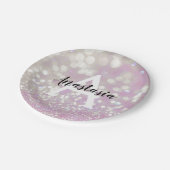 Meisjes Lila Shimmer Glitter Sparkles Monogram Papieren Bordje (Gekanteld)