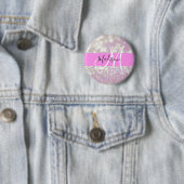 Meisjes Lila Shimmer Glitter Sparkles Monogram Ronde Button 5,7 Cm (In situ)
