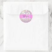 Meisjes Lila Shimmer Glitter Sparkles Monogram Ronde Sticker (Tas)