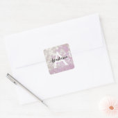 Meisjes Lila Shimmer Glitter Sparkles Monogram Vierkante Sticker (Envelop)