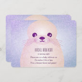 Meisje's Lila zeehond Verjaardagsfeest Kaart (Voorkant / Achterkant)