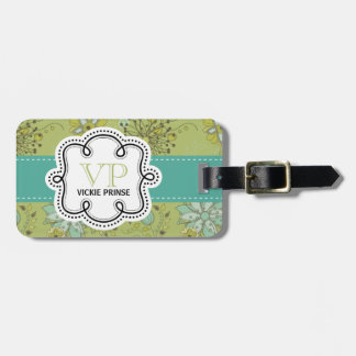 Meisjes-Limoen Blauwgroen lente-Floral gepersonali Bagagelabel