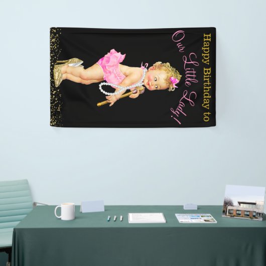 Meisjes Little Lady High Heels Parels Verjaardagsf Spandoek (Beurs)