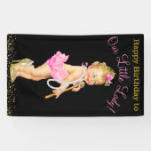 Meisjes Little Lady High Heels Parels Verjaardagsf Spandoek (Horizontaal)