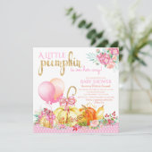 Meisjes Little Pumpkin Baby Shower Uitnodigingen (Staand voorkant)