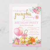 Meisjes Little Pumpkin eerste verjaardag Kaart (Voorkant / Achterkant)