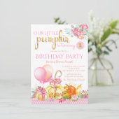 Meisjes Little Pumpkin eerste verjaardag Kaart (Staand voorkant)