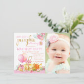 Meisjes Little Pumpkin Foto Eerste Verjaardag Kaart (Staand voorkant)