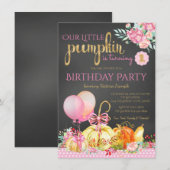 Meisjes Little Pumpkin schoolbord 1e verjaardag Kaart (Voorkant / Achterkant)