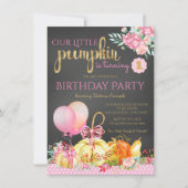 Meisjes Little Pumpkin schoolbord 1e verjaardag Kaart (Voorkant)