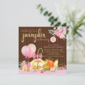 Meisjes Little Pumpkin Verjaardag Uitnodigingen (Staand voorkant)